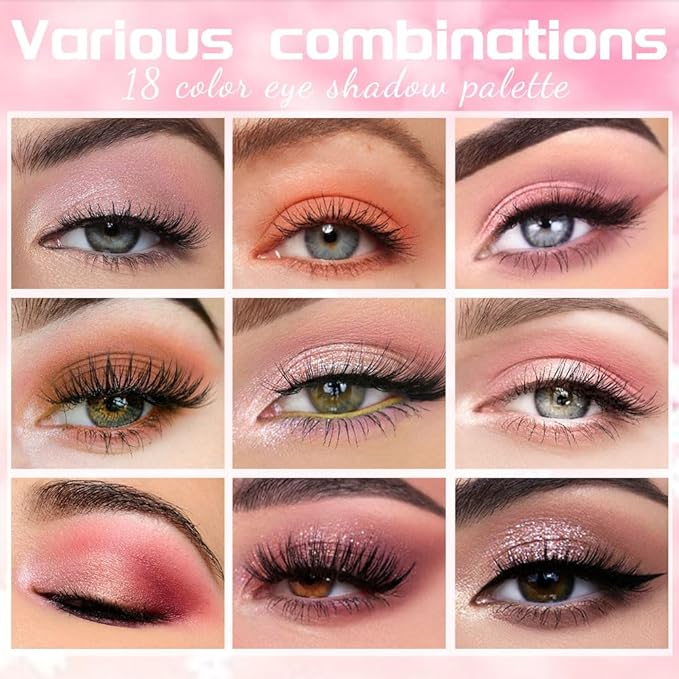 18 Girds Colorful Matte Shimmer Eyeshadow Palette for Eye Makeup,High Pigmented Eye Shadow Primers Powder Palet de sombras de ojos-GlimoraGlow