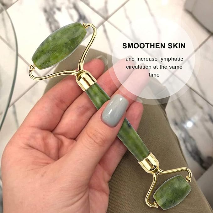Deciniee Jade Roller and Gua Sha Set - Beauty Face Massager & Guasha Tool for Eye, Neck, Body - 2 in 1 Skin Care Massage Tools, Muscle Releaxing and Relieve Wrinkles-GlimoraGlow