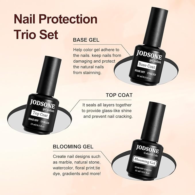 JODSONE 15 ML Blooming Gel Nail Polish Enrich Nail Life Base Coat Top Coat Solid Gel Manicure-GlimoraGlow