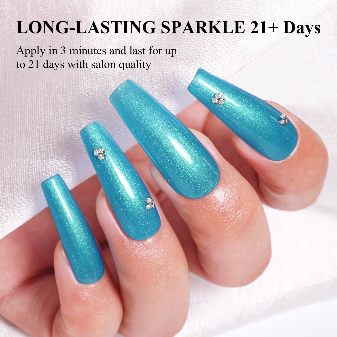 Imtiti Glitter Gel Nail Polish, Bright Blue Pearl Glitter Nail Gel Polish Diamond Shimmer Sparkle Soak Off UV LED Spring Summer Manicure 10ML-GlimoraGlow