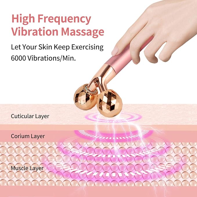 2-in-1 Face Massager Roller Electric Face Roller, 3D Roller and Crescent-Shape Face Massager Kit for Face Skin Care Tools-GlimoraGlow