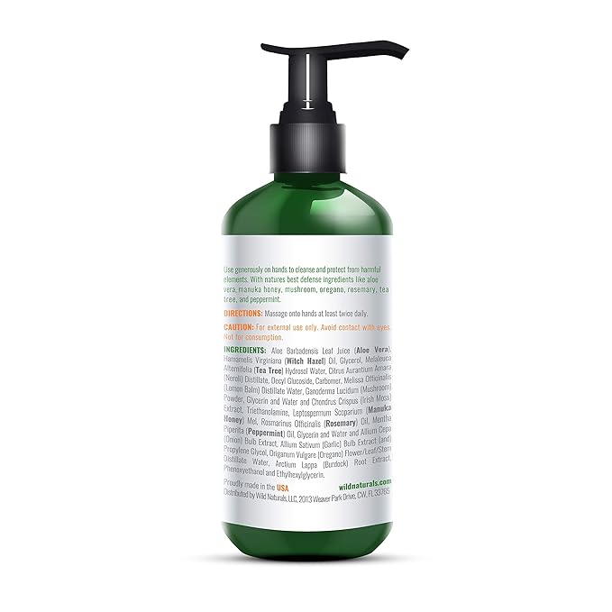 Pure Aloe Vera Gel Hand Cleaner - 100% Aloe Vera Gel Organic with Manuka Honey, Witch Hazel, Peppermint, Oregano, Rosemary, & Cleansing Tea Tree - Organic Waterless Purifying Wash-GlimoraGlow