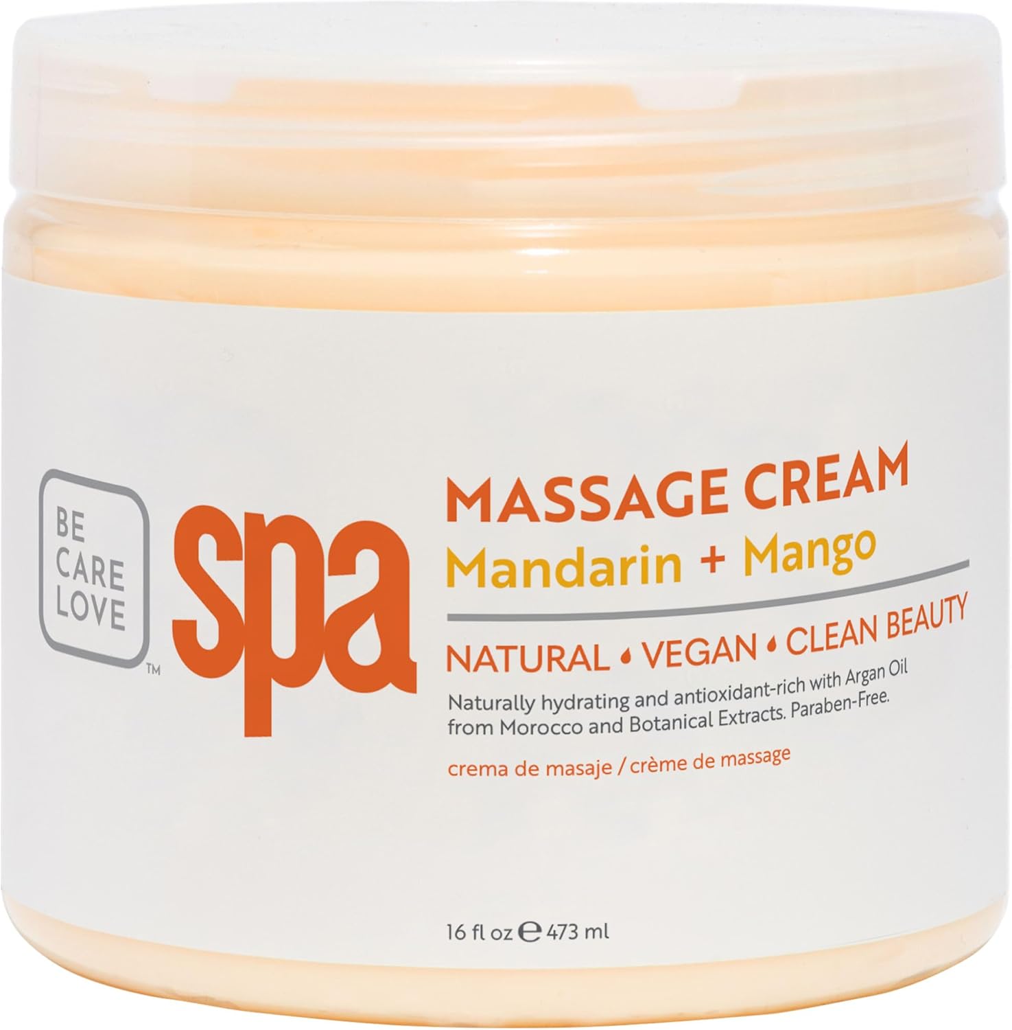 BCL SPA Massage Cream organic Mandarin + Mango body lotion with shea butter, aloe vera, peppermint, argan and jojoba oils, body cream to invigorate, hydrate and soften the skin. Home/Pro use 16 fl oz-GlimoraGlow