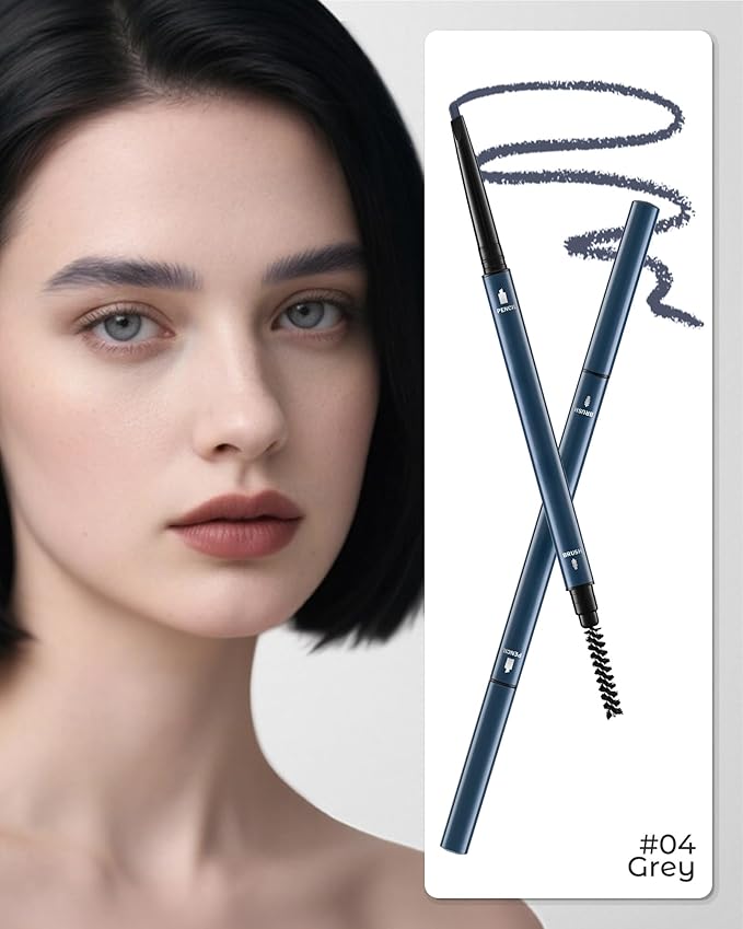 12Pcs Microblading Eyebrow Pencils Grey Waterproof Eye Brow Pencil w/Eye Brow Razor & Scissors Kit 0.5mm Ultra-Fine Tip Creates Hair-Like Strokes for Women Effortless Natural Brows-GlimoraGlow