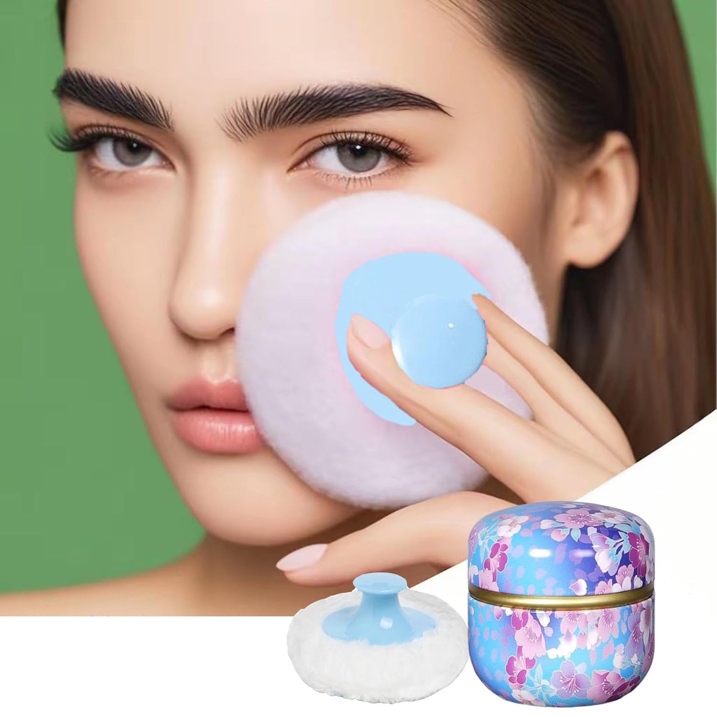 Body Powder Puff and Container, 3.35" Portable Dusting Powder Container with Soft Puff Loose Powder Case Box Jar with Lids for Baby Women Home and Travel Use-GlimoraGlow