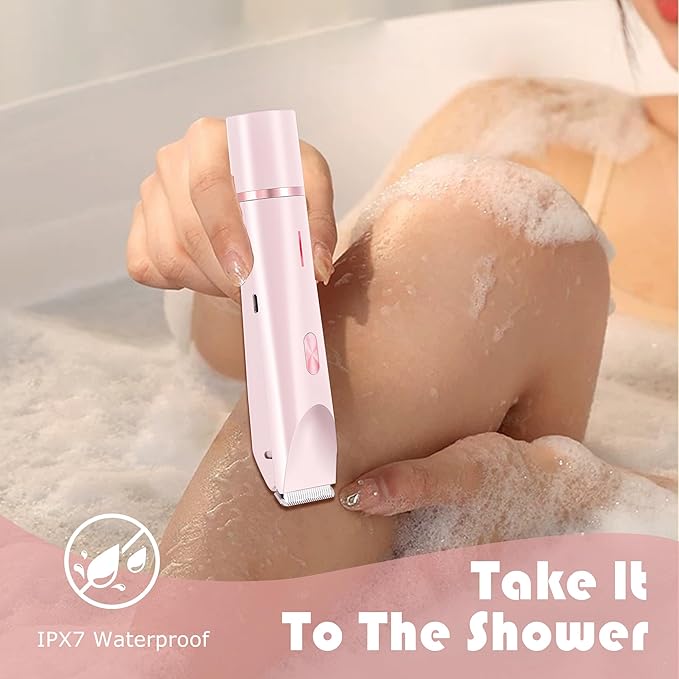 2-in-1 Women's Electric Shaver, Waterproof Cordless Bikini Trimmer & Body Razor, Dual Head Pain-Free Design, Pink Galaxy (2025)-GlimoraGlow