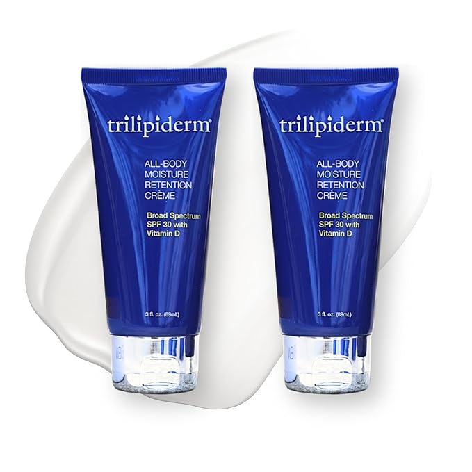 Trilipiderm All-Body Moisture Retention Crème Broad Spectrum SPF 30 with Vitamin D – 2-PACK of Travel-Size 3 Ounce Tubes – Plant-Based All-Day Hydration, Sunscreen for Body and Face-GlimoraGlow