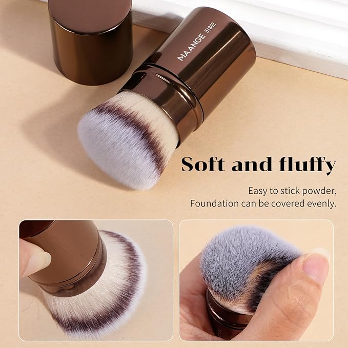 MAANGE 7pcs Makeup Brush Set Double Sided Kabuki Makeup Brushes Contour Brush for Foundation Liquid Powder Concealer Cream Cosmetics Bronzer Blending Blush Buffing Makeup Tools (Coffee)-GlimoraGlow