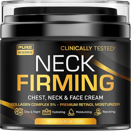 Neck Firming Cream - Anti Wrinkle Cream - Saggy Neck Tightener & Double Chin Reducer Cream - Collagen & Retinol Skin Tightening Cream - Anti Aging Moisturizer for Neck & Décolleté 3.4oz-GlimoraGlow