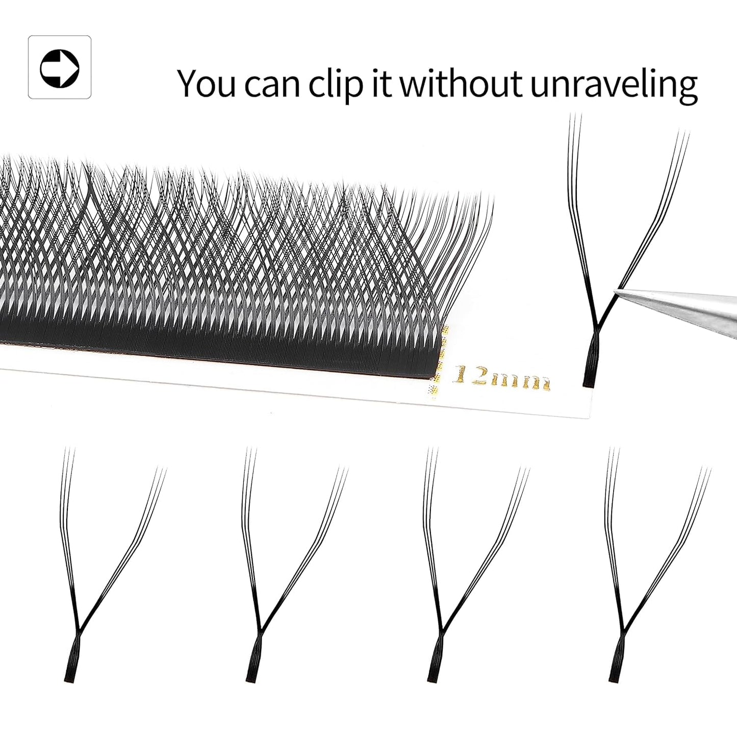 Lash Extensions 3 Tips Triple yyy Eyelash Extensions W Shape 0.07mm Thickness C Curl Mix 8-15mm Premade Fans Easy Fan Volume Lashes Matte Black Crisscross(YYY-Triple-0.07-C,8-15mm Mix)-GlimoraGlow