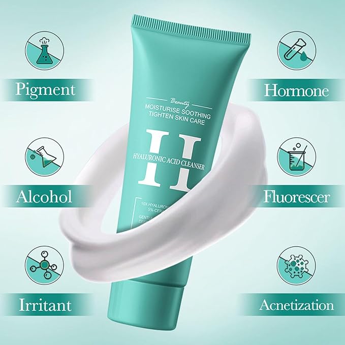 Hyaluronic-Acid Skincare Set, Skin Care Kit For Women, Skincare Gift Set, 6pcs Facial Kit For Women With Cleanser, Face Serum, Face Moisturizer, Eye Cream & Face Mask, Clean, Soft, And Plump-GlimoraGlow