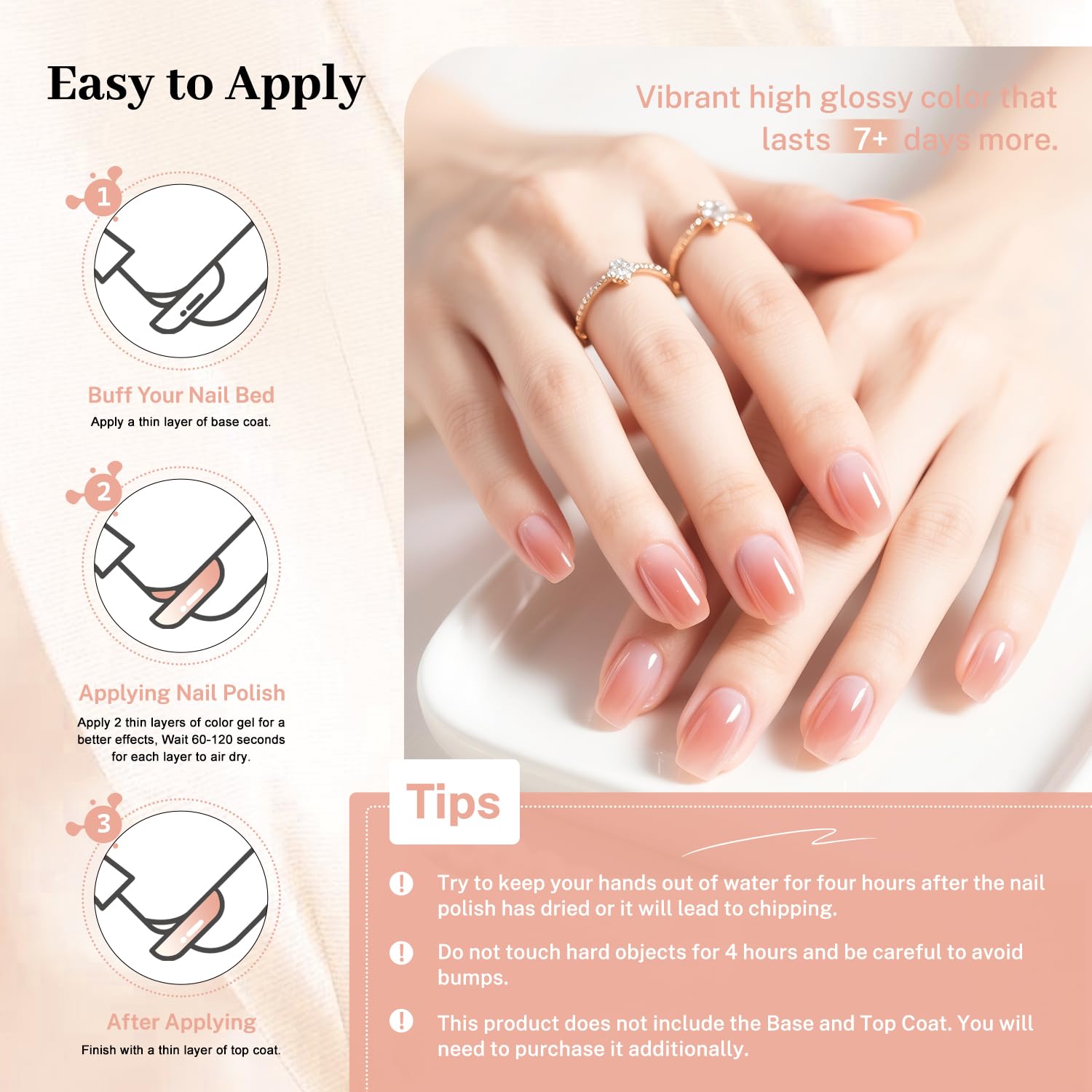 16.5ml Jelly Nude Pink Nail Polish Large Volume Quick Dry Nail Polish, Long Lasting Shine, Fingernail Toenail Nail Art DIY Home Travel Nail Art Gift-GlimoraGlow