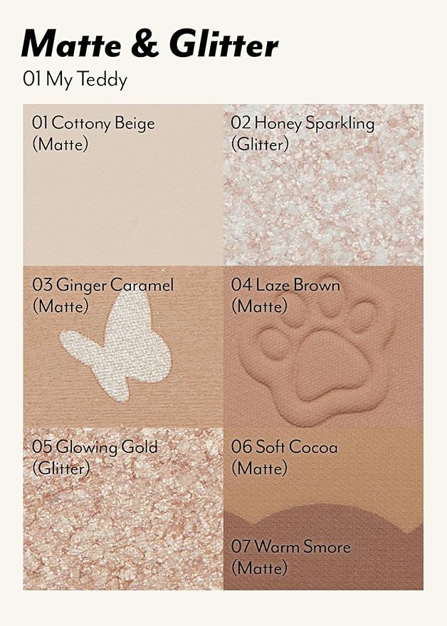 I'M MEME Wonder Soft Layer Palette - 7 Shades | Portable Size, Versatile, Blendable, Neutral Colors with Soft Texture, 01 My Teddy, 0.23 Oz-GlimoraGlow