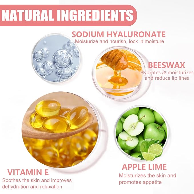 1PCS Lip Balm Honey Pot,Honey/Apple Lime Lip Mask Overnight Moisturizing Lip Balm,Hydrating Prevention Dry & Cracked Lip Exfoliator Lip Wrinkle Care Sleeping Lip Mask (Apple Lime)-GlimoraGlow