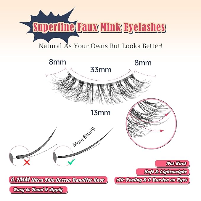 Wispy Lashes Natural Look False Eyelashes 13MM Eye Lash Pack 3D Volume Fake Eyelashes 7 Pair Siligli-GlimoraGlow