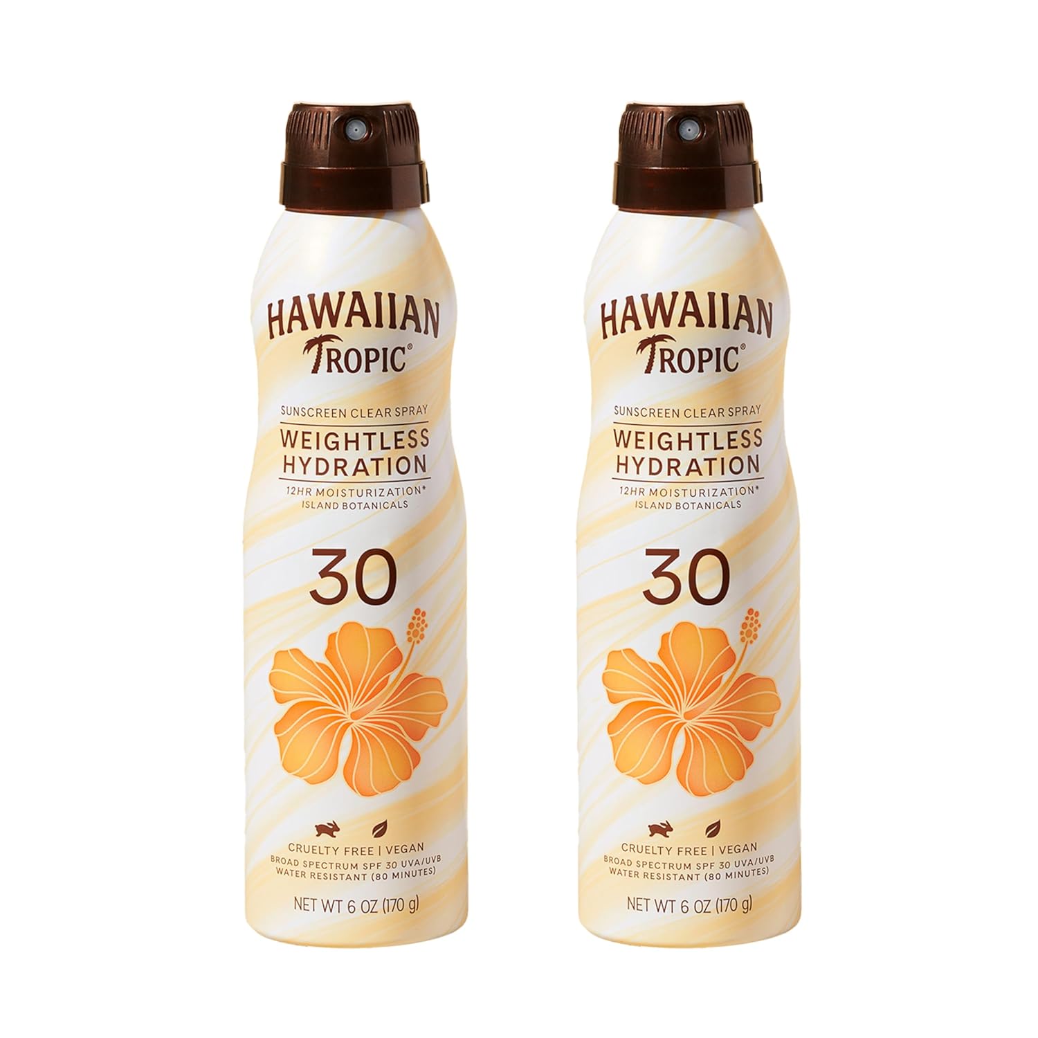 Hawaiian Tropic Weightless Hydration Clear Spray Sunscreen SPF 30, 6oz | SPF 30 Sunscreen Spray, Sunblock, Oxybenzone-Free, 6oz each Twin Pack-GlimoraGlow