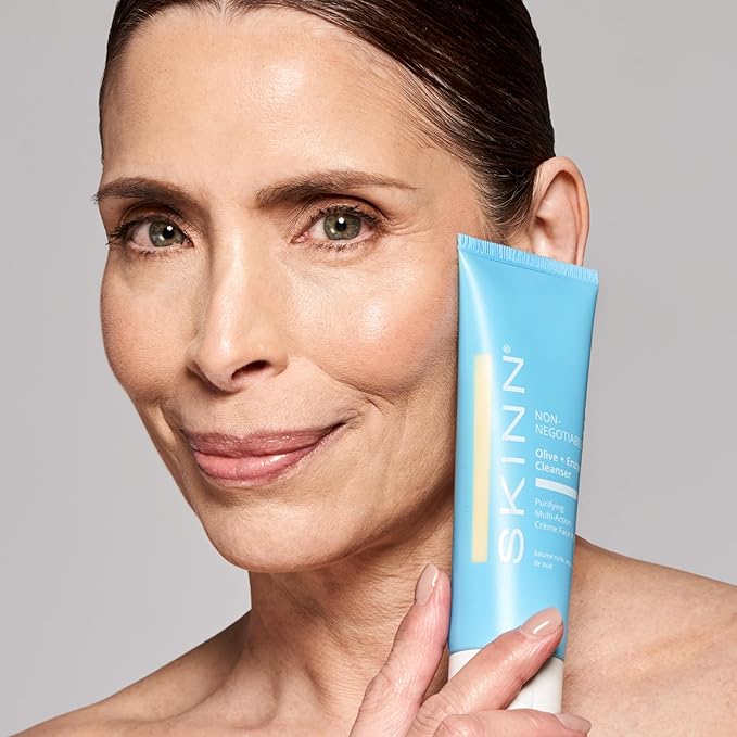 SKINN Daily Evening Face Wash, Multi-Action Cream, Olive & Enzyme Cleanser, 4oz - Facial Cream for Removing Makeup, Impurities & Dead Skin Cells-GlimoraGlow