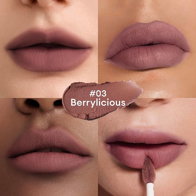 ITY Velvet Matte Finish Lip Stain-Mousse Textured Lip Clay, Conceals Lip Lines, Rich Pigment Lip Tint Lipsticks,2 Pack, 0.14 oz (4g) in Petal, Berrylicious-GlimoraGlow