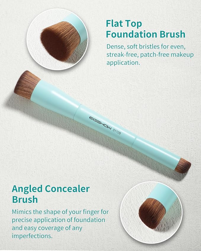 EIGSHOW Foundation and Concealer Brush, Dual Ended Makeup Brush For Flawless Foundation Coverage, Under Eye Concealer, Vegan & Cruelty-free (D110B)-GlimoraGlow