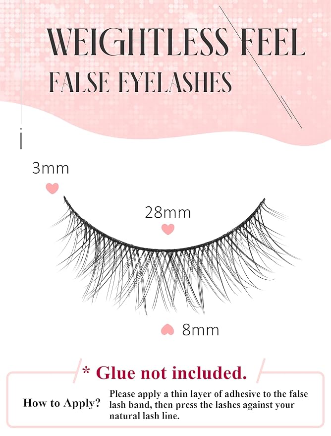 Natural Lashes Natural Eyelashes Short Eyelashes Natural Look False Eyelashes Wispy Eye Lashes Small Lashes Fake Lashes K33-GlimoraGlow