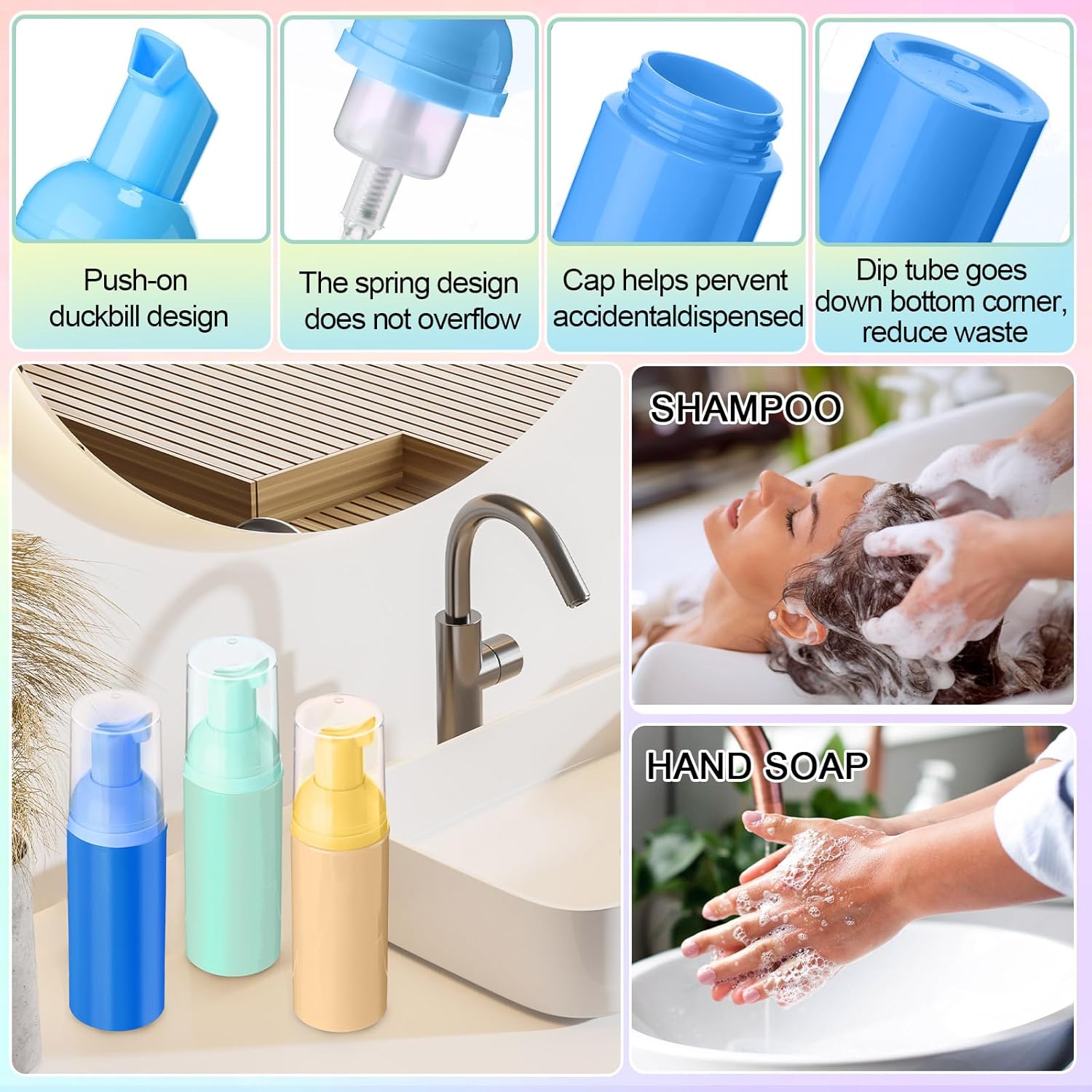 Zhehao 80 Pcs Lash Shampoo Bottle Brushes Kit 20 Foam Pump Dispensers 20 Lash Shampoo Brushes 20 Eyelash Aftercare Bag 20 Cleaning Pipes, Eyelash Extension Supplies (Multicolor)-GlimoraGlow