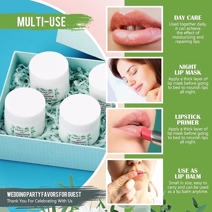12 Pcs Thank You Lip Sleeping Mask Bulk Bridal Shower Gifts for Guests Thank You for Celebrating with Us Lip Mask Moisturize Nourish for Wedding Bridal Shower Favor Christmas Gift(Eucalyptus)-GlimoraGlow
