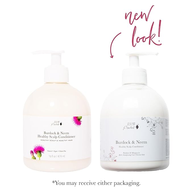 100% PURE Healthy Scalp Conditioner Purifying Burdock & Neem for Dry Damaged Hair Replenishing Itchy Flaky Scalp Hydration for Women & Men - 16 Fl Oz-GlimoraGlow