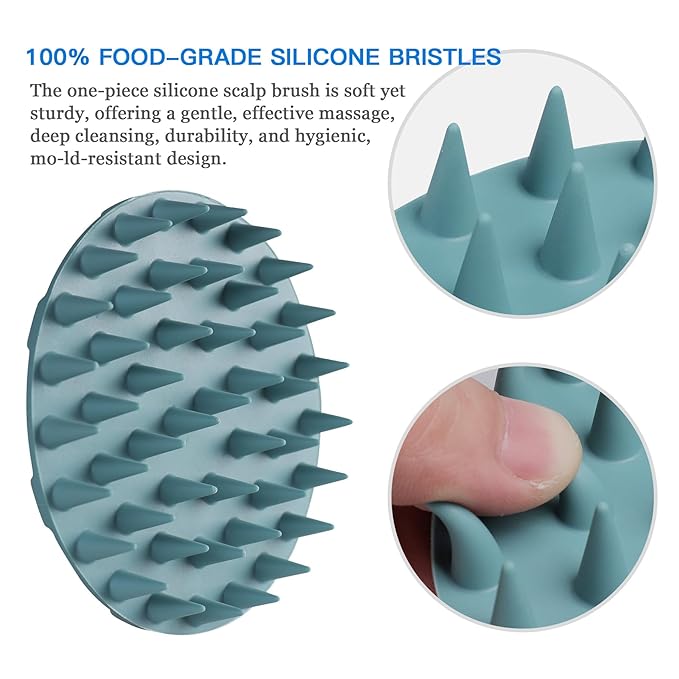 INNERNEED Scalp Massager Shampoo Brush, Wet & Dry Manual Scalp Care Head Scrubber Hair Washing, Soft Silicone Bristles, for Hair Growth, Dandruff Removal (Dark Green)-GlimoraGlow