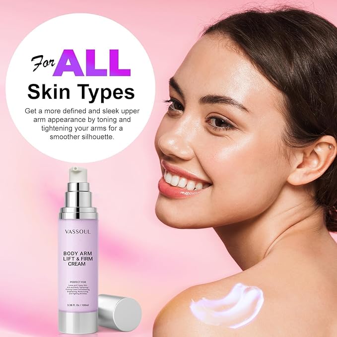 VASSOUL Lift and Firm Arm Cream : Skin Tightening Cream for Body - Firms Loose Skin, Reduces Cellulite on Arms, Thighs & Butt – 100ML-GlimoraGlow