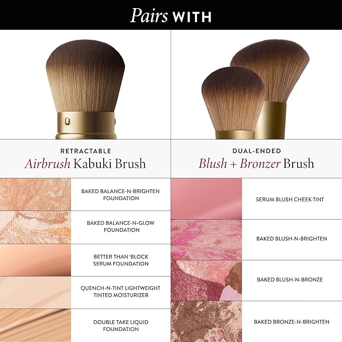LAURA GELLER NEW YORK Face It All 2pc Makeup Brush Set - Retractable Airbrush Kabuki Brush + Dual-Ended Blush and Bronzer Brush-GlimoraGlow