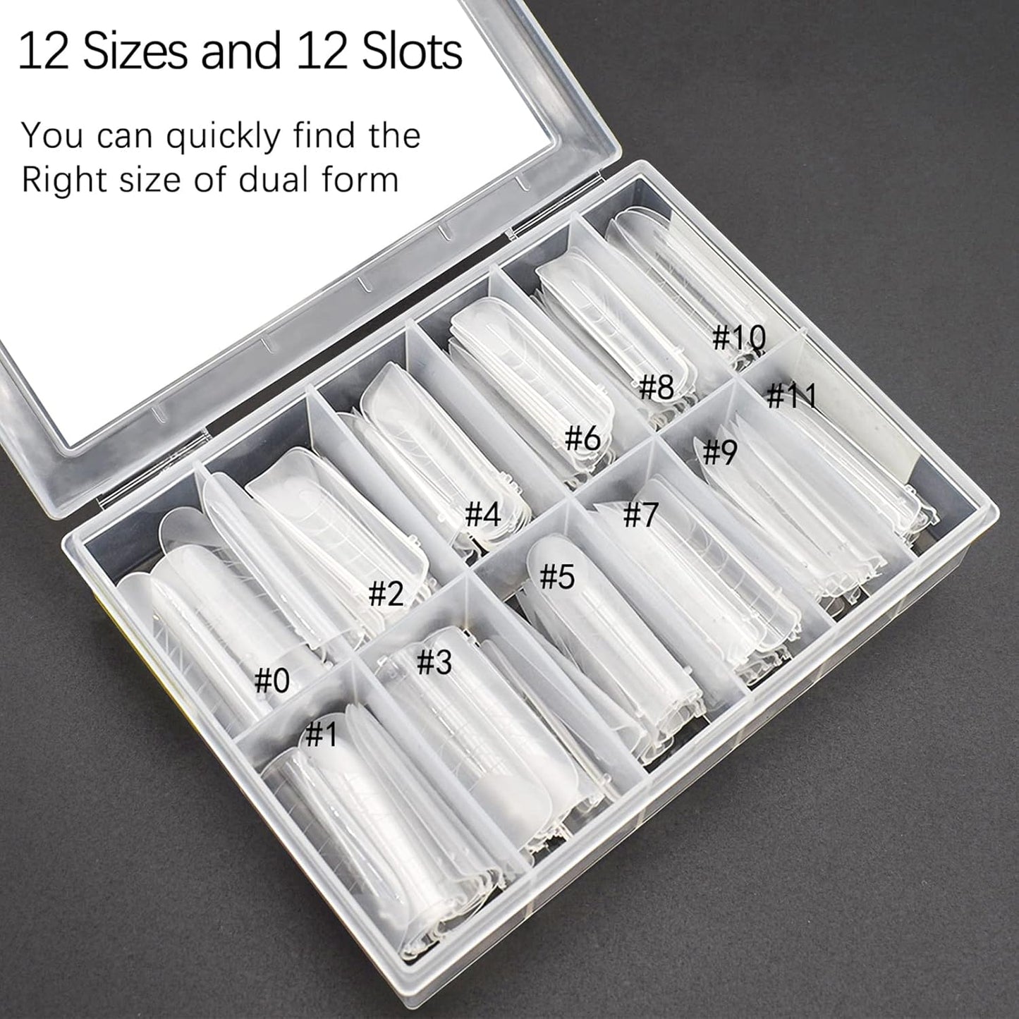 120 Pcs Dual Nail Forms,Matte Square & C-Curved Extension Poly Nail Gel Nail Molds 12 Sizes for Gel Glue, Full Cover Nail Art Design Salon & DIY-GlimoraGlow