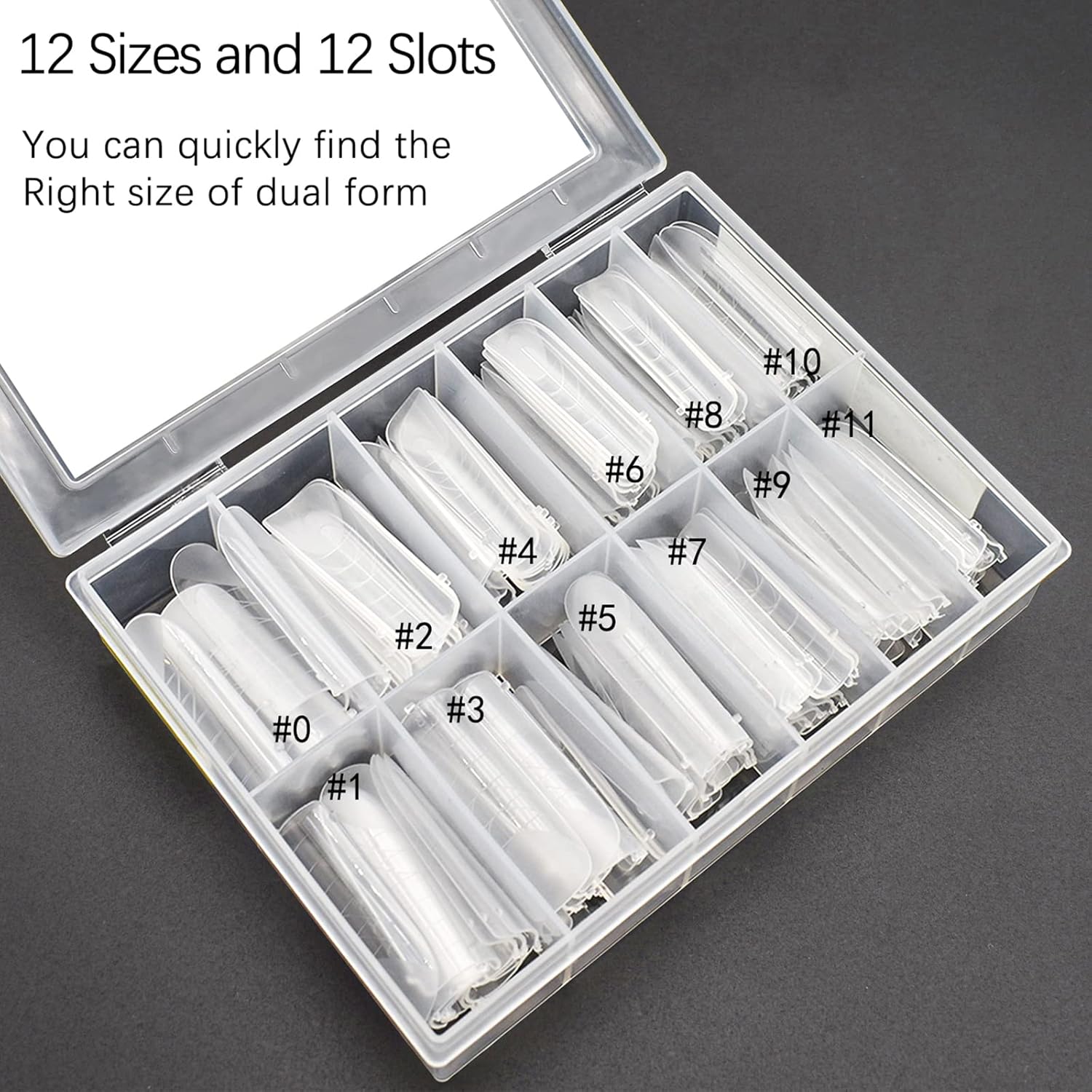120 Pcs Dual Nail Forms,Matte Square & C-Curved Extension Poly Nail Gel Nail Molds 12 Sizes for Gel Glue, Full Cover Nail Art Design Salon & DIY-GlimoraGlow