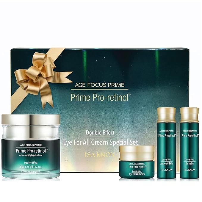 Isa Knox AGE FOCUS Prime Double Effect Eye For All Cream Set (3.4fl oz) - Korean Skincare Set, Lightweight Rich Eye Cream, Toner, Emulsion with Daytime Retinol,-GlimoraGlow