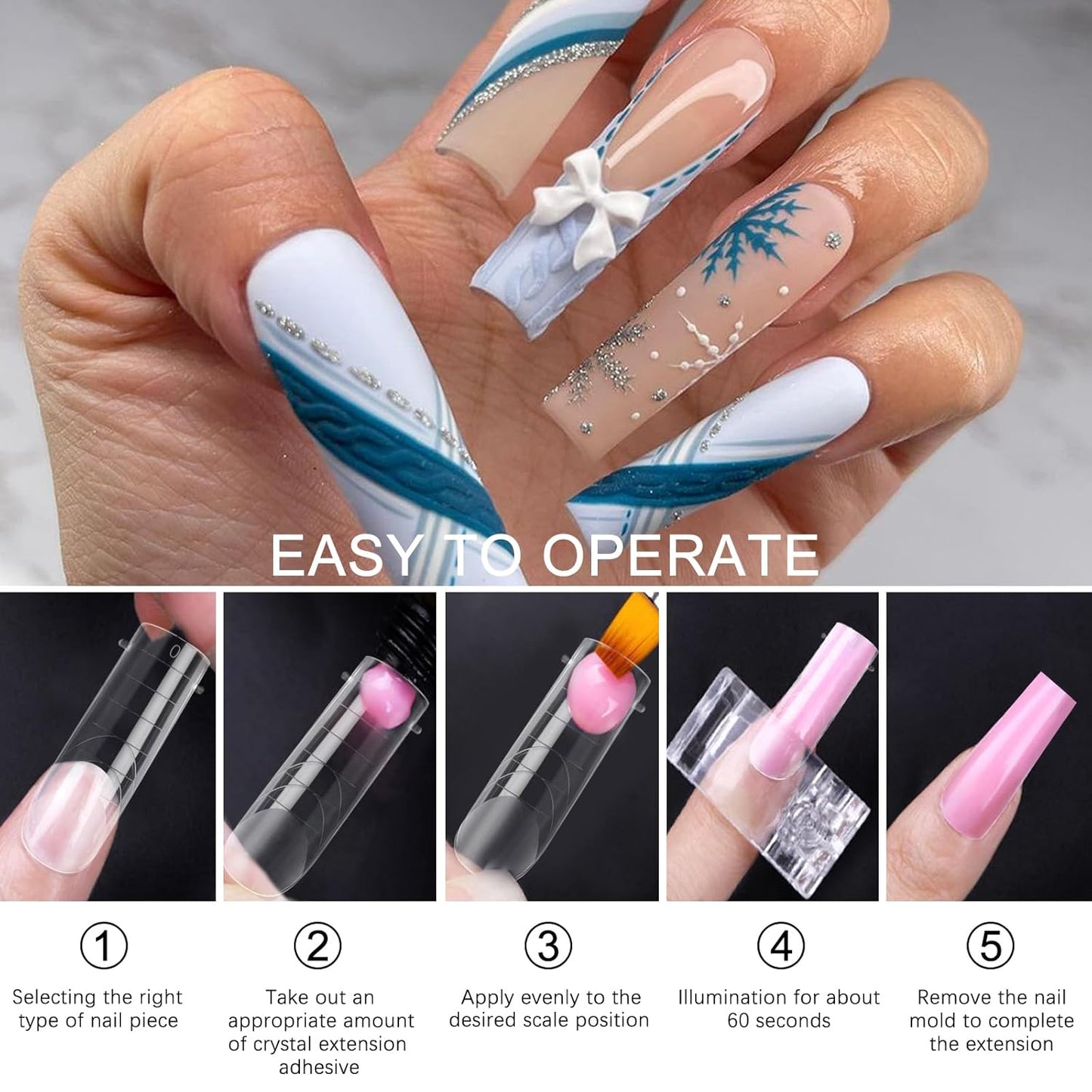 120 Pcs Poly Extension Gel Dual Nail Forms Nail Molds With Scale Builder Coffin Nail for Gel Manicure Nail Art Design Salon DIY at Home (Long Square Head Frosted Dual Nail Forms Set)-GlimoraGlow