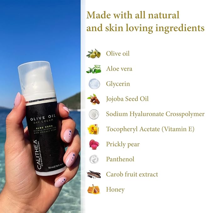 Calithea Day Cream Facial Moisturizer for Healthy, Glowing, Balanced Skin with Aloe Vera, Prickly Pear, Olive Oil-GlimoraGlow