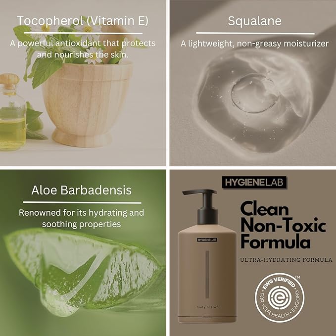 Body Lotion for Men – EWG Verified, Ultra Hydrating, Non-Toxic, Fast-Absorbing, Fragrance-Free, Unscented, Paraben-Free, Sulfate-Free, Daily body lotion for Dry Skin & Sensitive Skin, 12oz-GlimoraGlow