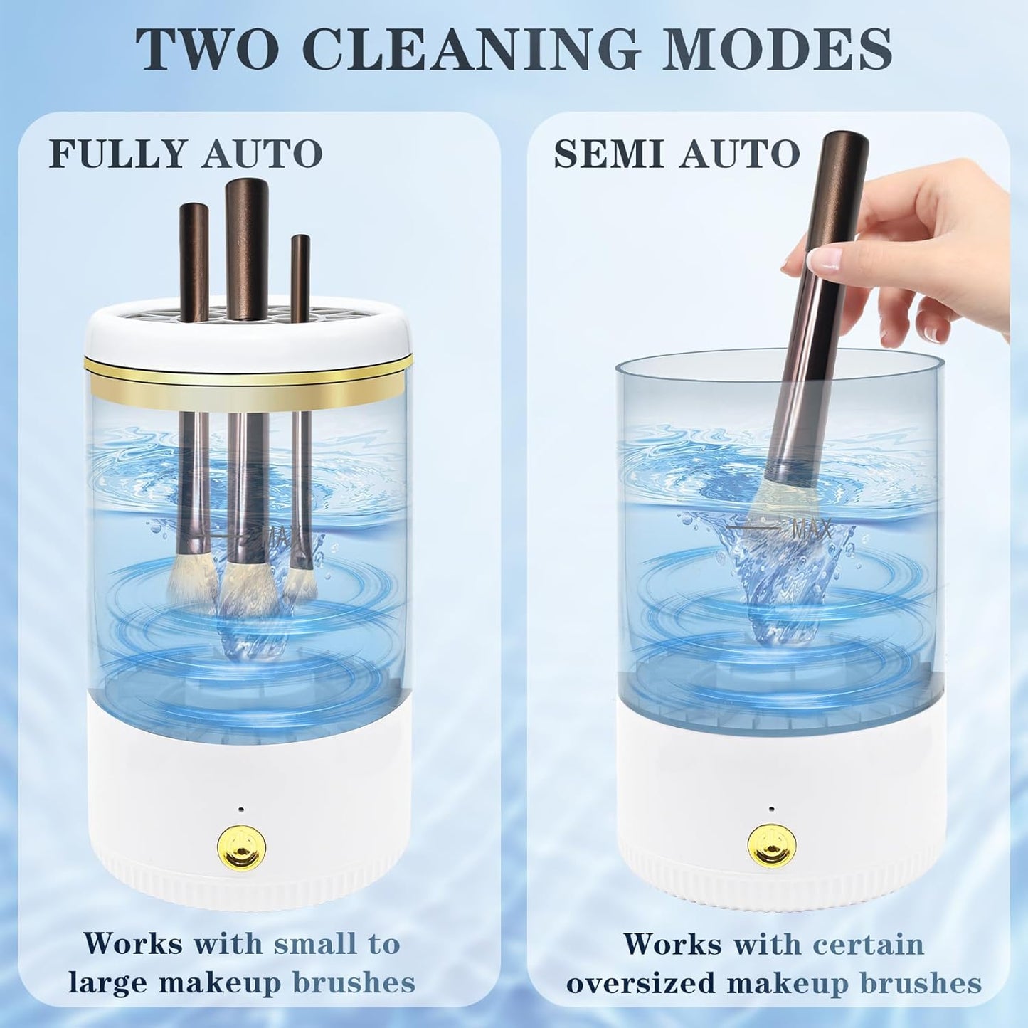 Makeup Brush Cleaner,Low noise and 8000 RPM Electric Makeup Brush Cleaner Machine for Deep Cleaning,Automatic Spinning Cosmetic Brush Cleaner for All Size Makeup Brushes and Sponges(White)-GlimoraGlow