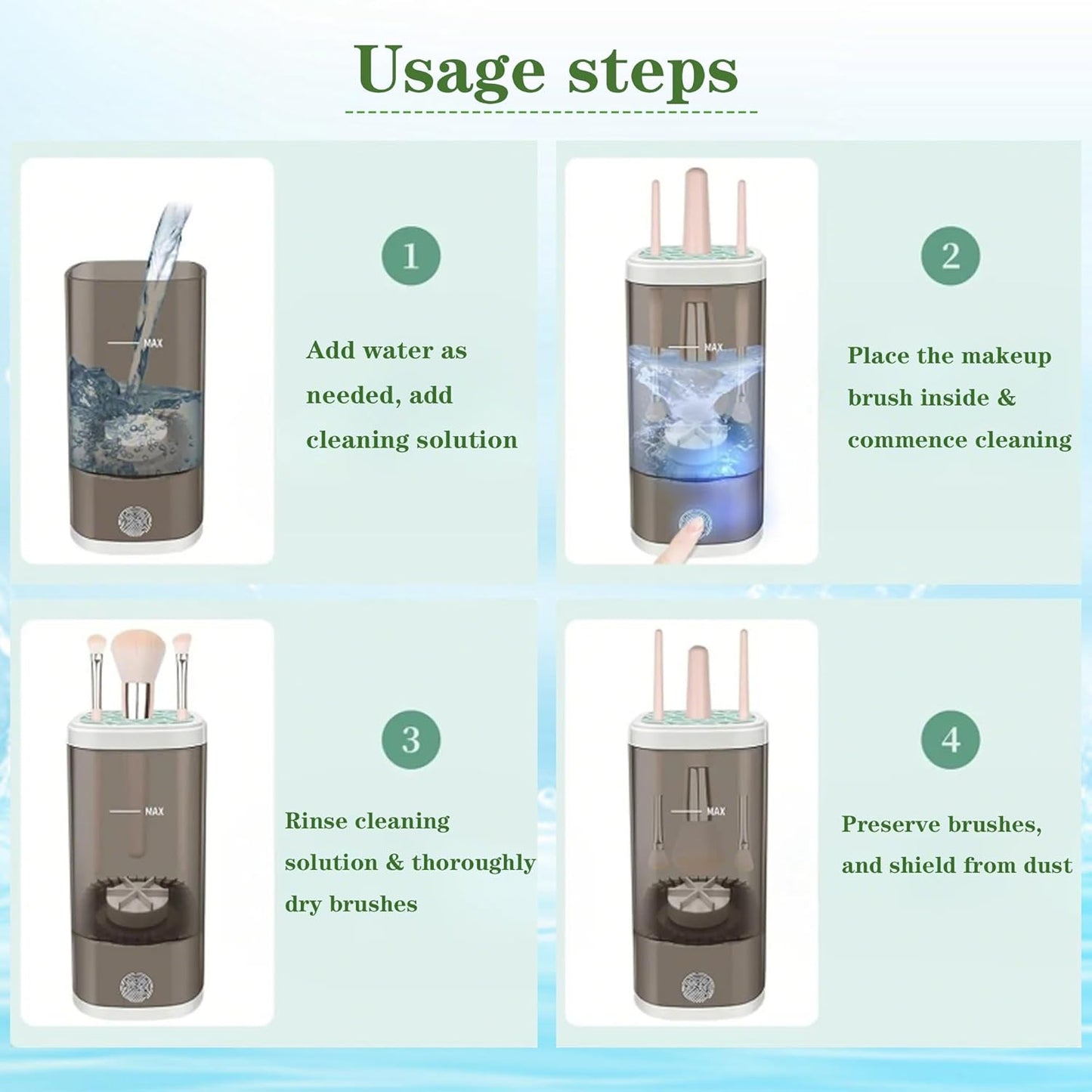 3 IN 1 Automatic Makeup Brush Cleaner-9000 RPM Makeup Brush Cleaner Machine and Dryer Portable Automatic USB Cosmetic Brushes Cleaner Tool for All Size Beauty Makeup Brush Travel Set-GlimoraGlow