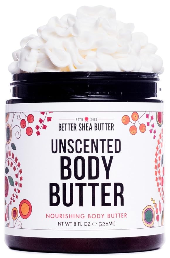 Unscented Body Butter for Dry Skin | with Raw Shea Butter and Jojoba Oil | Deep Moisturizer Safe for Sensitive Skin, Non Greasy, Fragrance Free | 8 oz-GlimoraGlow