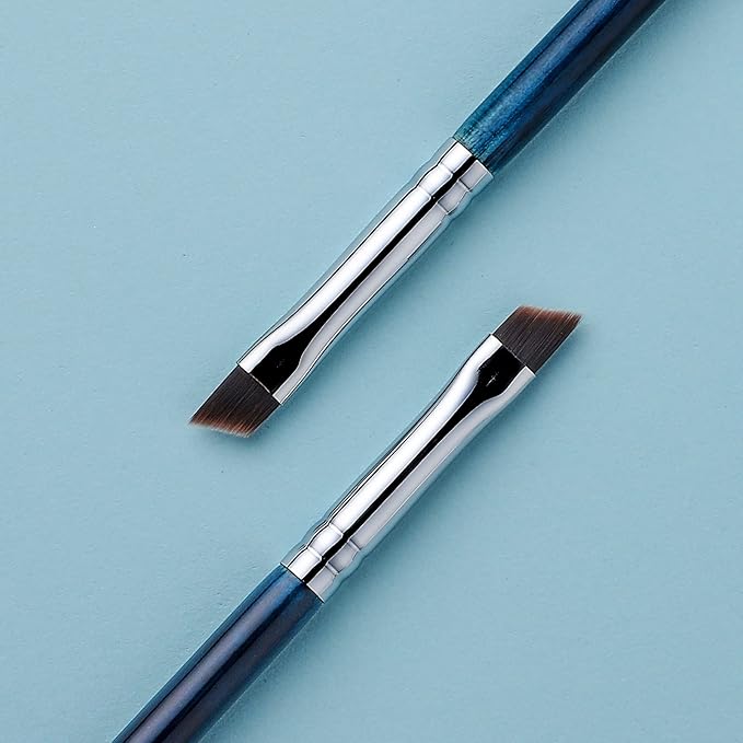 Eyeliner Brush Fine Angled - PRO Precision Gel Eye Liner Makeup Brush -Ultra Thin Slanted Flat Angle - Premium Cruelty Free Synthetic Bristles (E835 Blue)-GlimoraGlow