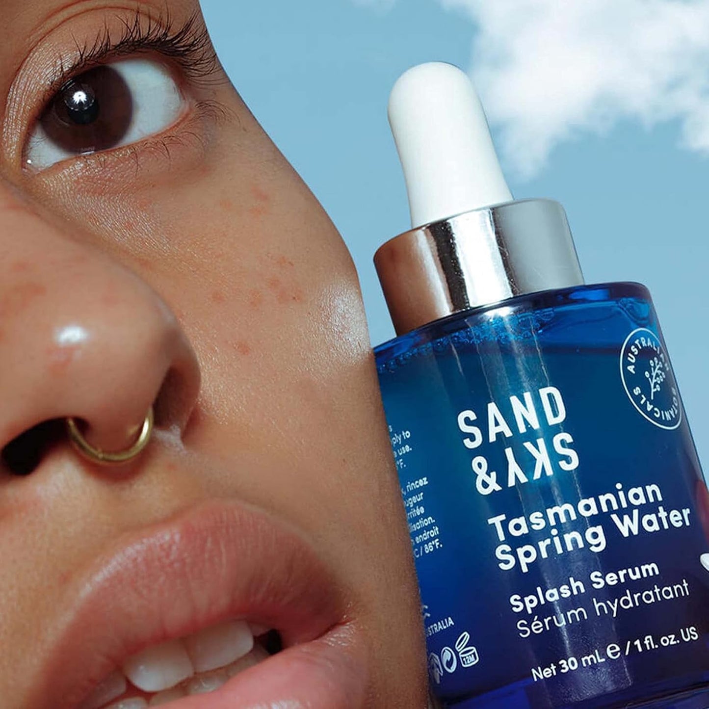 Sand & Sky Tasmanian Spring Water Hydrating Serum with Hyaluronic Acid & Probiotics - Fine Line Reducing Face Serum, Plumps Skin & Smooths Wrinkles, 1 fl oz-GlimoraGlow