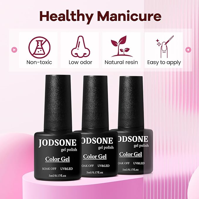 JODSONE 100 PCS Gel Nail Polish Starter Kit with U V Light 95 Colors Macarons Combined with Dark Colors Nail Gel No Wipe Base Coat Top Matte Coat Long Lasting Shine-GlimoraGlow