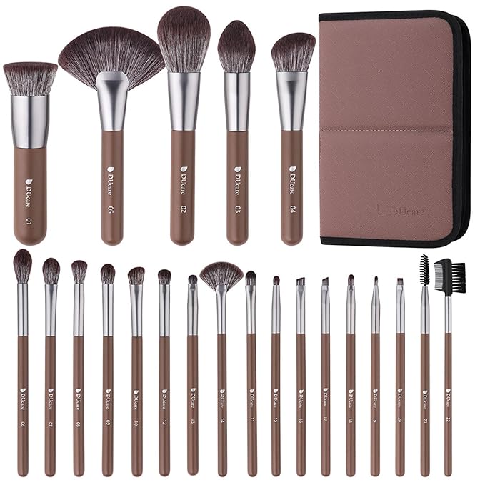 DUcare Professional Makeup Brush Set 22Pcs with Travel Case Synthetic Kabuki Foundation Brush, Face Powder Brush, Blush Brush, Concealer Brush, Eyeshadow Brushes-GlimoraGlow