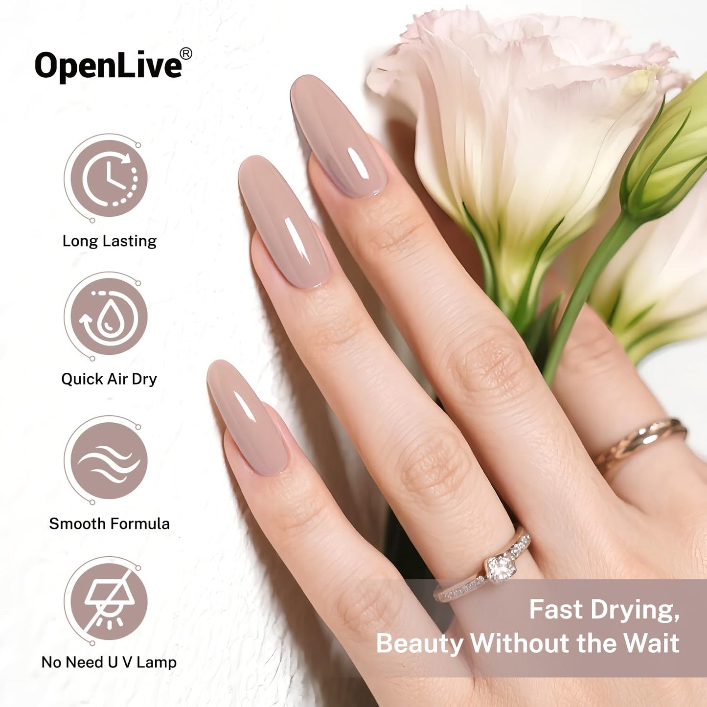 16.5ml Light Brown Nail Polish Large Volume Quick Dry Nail Polish, Long Lasting Shine, Fingernail Toenail Nail Art DIY Home Travel Nail Art Gift-GlimoraGlow