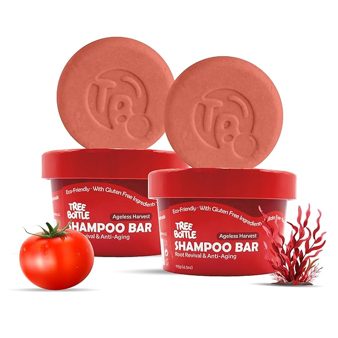 Hyaluronic Acid Shampoo Bar With Tomato & Red Algae Extract – For stronger, restored, and age-defying hair – For Women & Men – Natural & Free of Parabens & Sulfates – Made in USA – 4.5oz (Pack of 2)-GlimoraGlow