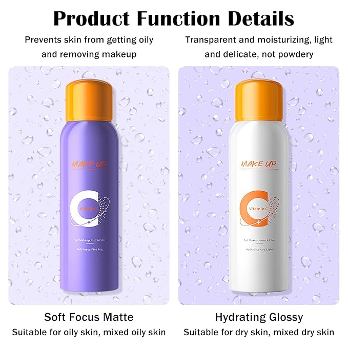 2PCS Makeup Setting Spray for Face,Waterproof Setting Spray for Makeup,Long Lasting Oil Control Finishing Holding Face Mist,Refreshing Hydrating Glossy and Matte Fixing Facial Mist Make Up Set A1-GlimoraGlow