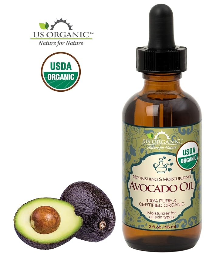 US Organic Avocado Oil Unrefined Virgin, USDA Certified Organic, 100% Pure & Natural, Cold Pressed, in Amber Glass Bottle w/Glass Eye dropper for Easy Application (2 oz (Small))-GlimoraGlow