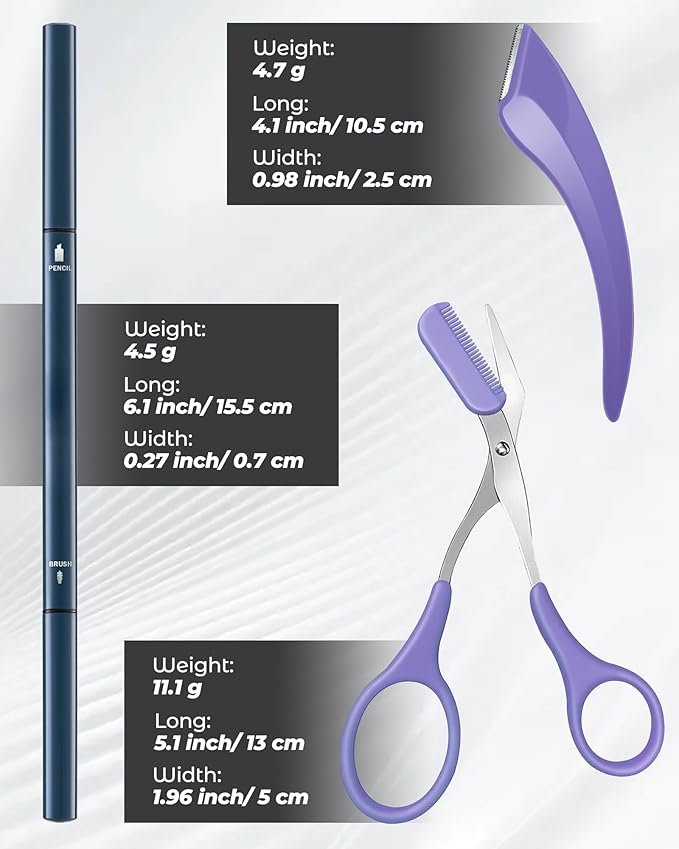 12Pcs Microblading Eyebrow Pencils Grey Waterproof Eye Brow Pencil w/Eye Brow Razor & Scissors Kit 0.5mm Ultra-Fine Tip Creates Hair-Like Strokes for Women Effortless Natural Brows-GlimoraGlow