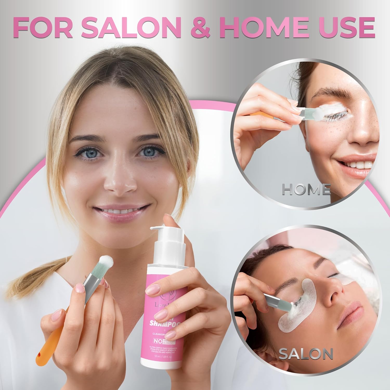 Eyelash Extension Shampoo/ Gentle Foam Cleanser for Lash Extensions & Natural Lashes (Shampoo + Lash Brush)-GlimoraGlow