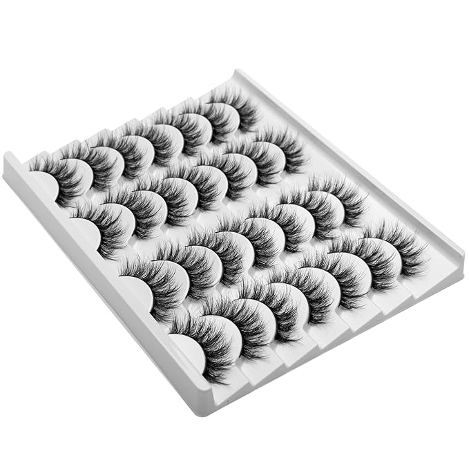 Fake Lashes False Eye Lashes Mink False Eyelashes Natural Cat Eye Lashes Fluffy Fake Eyelashes 16MM Lashes A25-GlimoraGlow